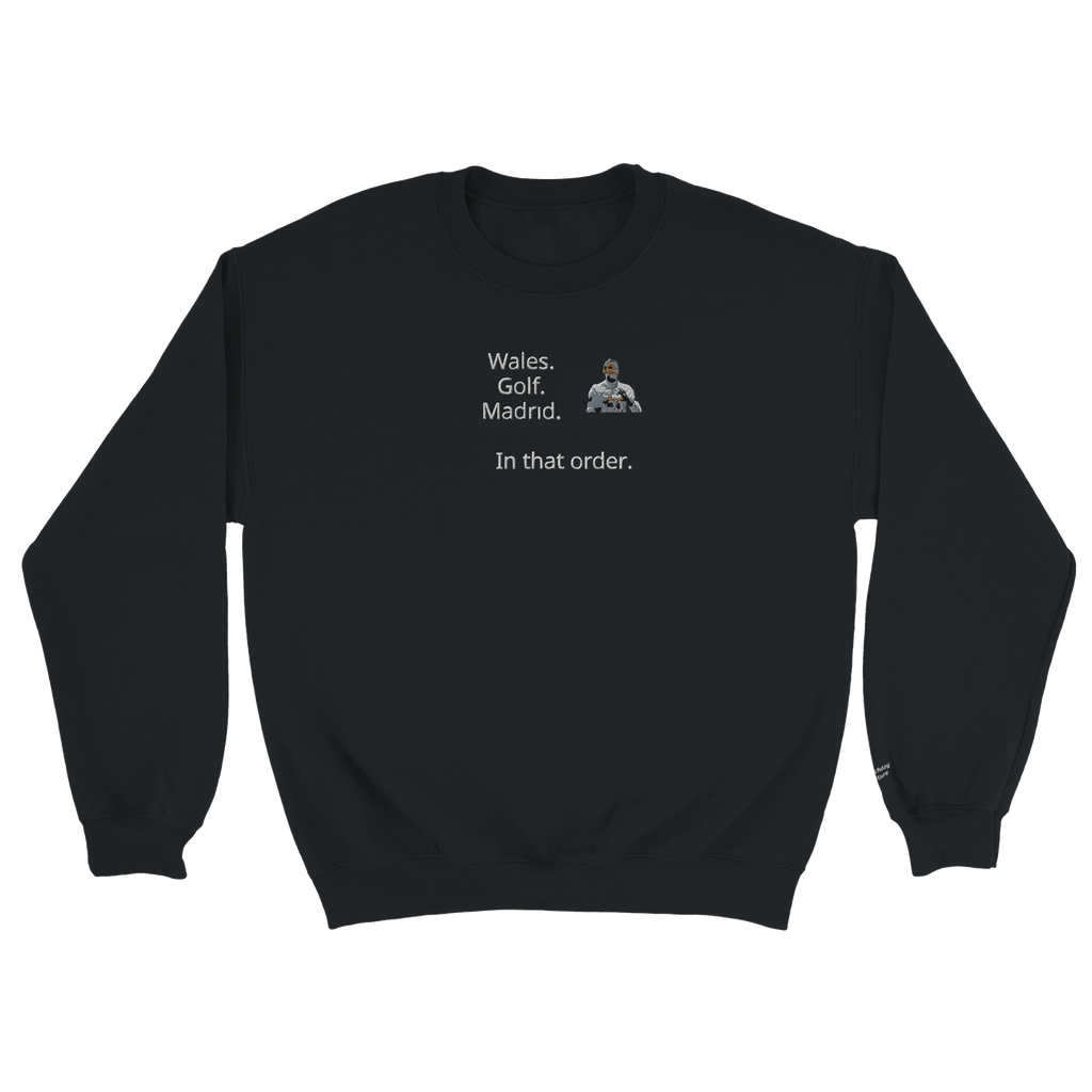 "Wales. Golf. Madrid." Embroidered Sweatshirt